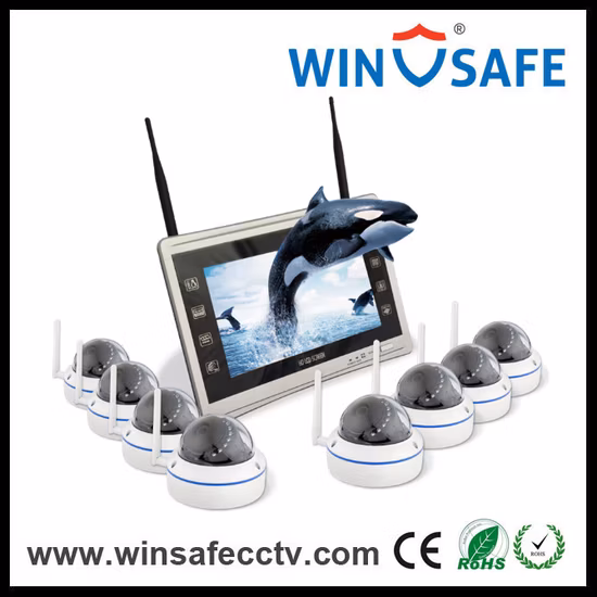 Kit de caméra de vidéosurveillance sans fil HD 2.0MP Kit de bricolage WiFi NVR 4 caméras de sécurité avec disque dur et moniteur