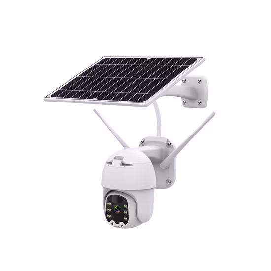Caméra solaire 4G PTZ polychrome à double lumière IR/LED chaude de 2,8 mm à vue large de 2,0 MP